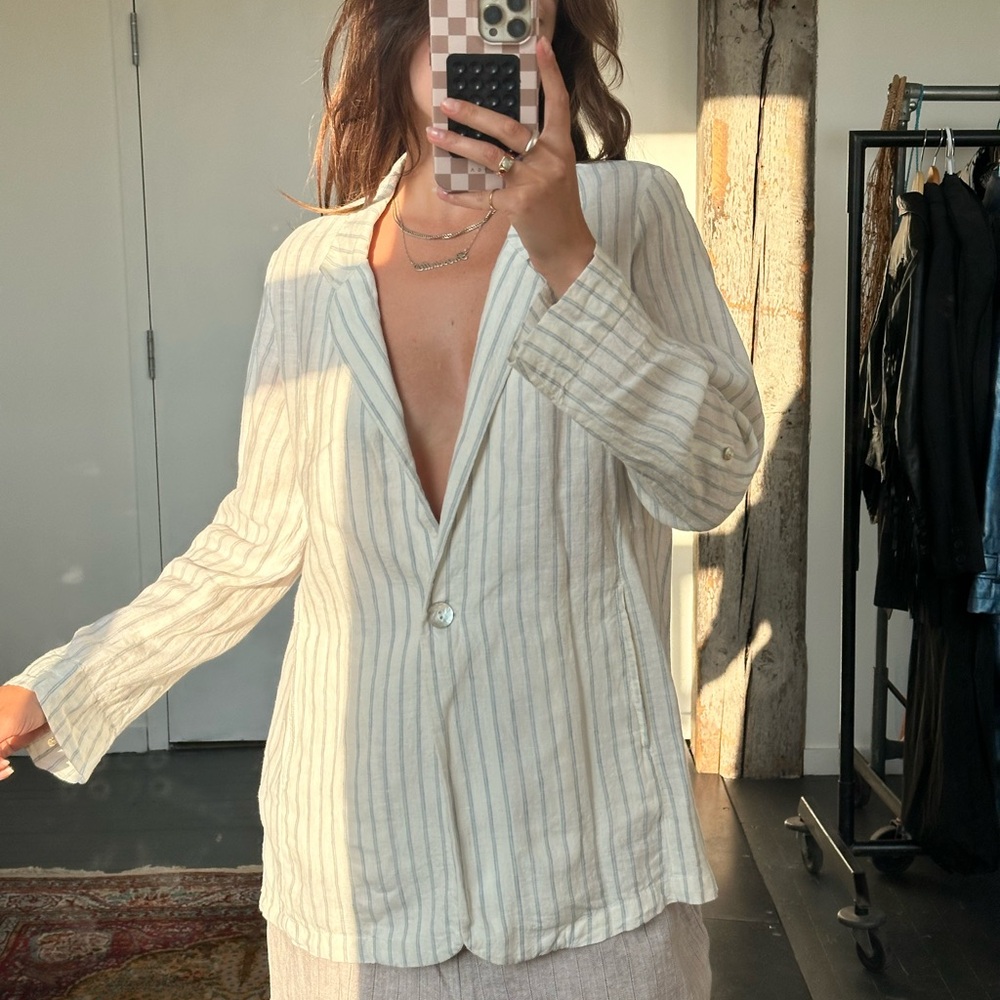 C&C California Linen Striped Blazer